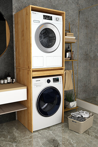 asratrend Lüks Çekmeceli Çamaşır Kurutma Makinesi Dolabı %100 MDF Banyo Dolab...