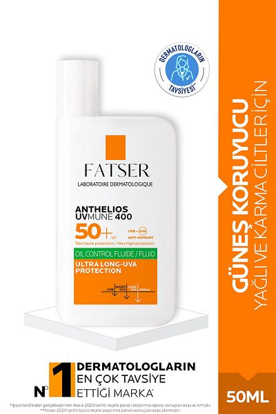 Fatser Anthelios Uvmune400 Oil Control Fluide Spf50 Facial Sunscreen for Combination and Oily 50