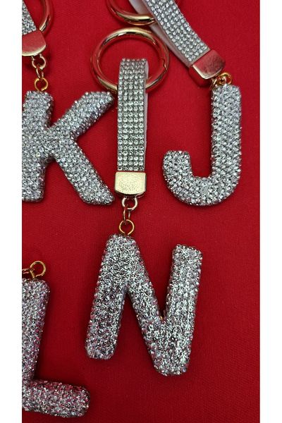 Land of Souvenir Luxury Letter Keychain with Zircon Stone