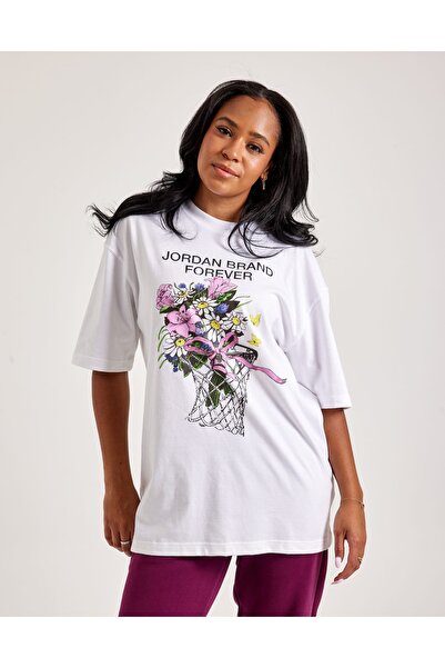 Nike Jordan Oversized Graphic FW24 Short-Sleeve Beyaz Kadın T-shirt