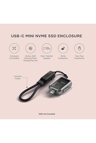 Satechi M.2 NVMe Mini SSD Enclosure with 10Gbps Transfer Speed, Up to 2TB SSD Storage, Active Auto C