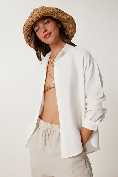 Lovelyİstanbul Oversize Müslin Gömlek EKRU LRG0027