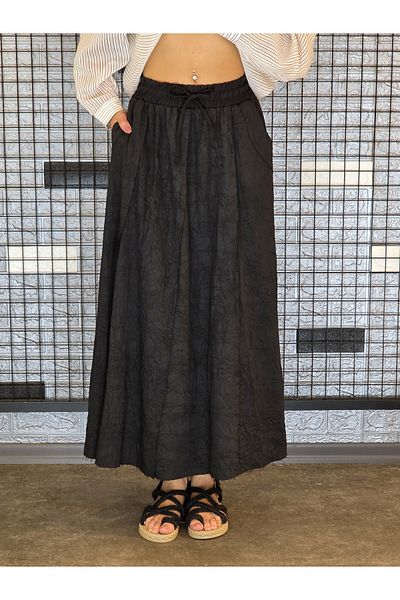Geco Black Linen Skirt