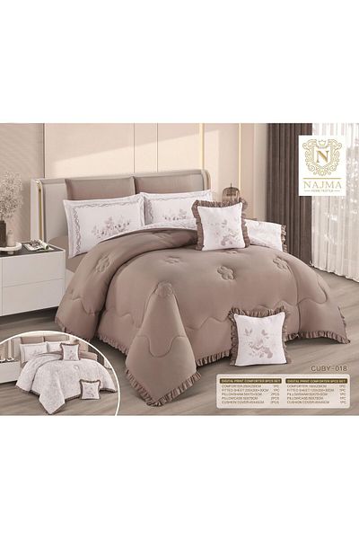 NAJAH Plain double-sided double bed sheet, 5 pieces, 120 x 200 cm bed, 180 x 230 cm quilt