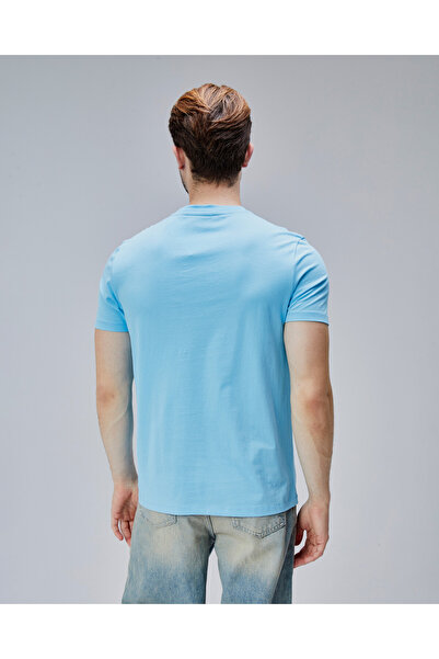 Starter Tricou pentru bărbați cu decolteu albastru cu imprimeu standard JOPLIN