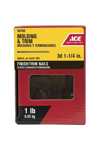 ACE 3D Molding and Trim Brad Head Finish Nails Silver 1.25inch