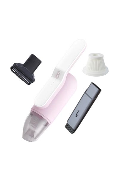 Influential Tech Aspirator auto și de casă fără fir 2 în 1, 80W, 13000Pa, lumină UV, 3000mAh, roz