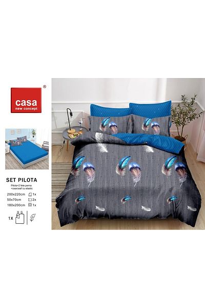 Casa New Concept 4-Piece Microfiber Bed Linen 200x220cm, Fitted Sheet 180x200cm, Casa New Concept