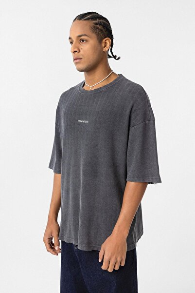 VAMOSCLO Πλενόμενο μπλουζάκι Back με τύπωμα oversized Μαύρο