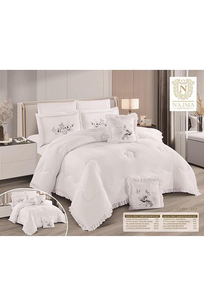NAJAH Plain double-sided double bed sheet, 5 pieces, 120 x 200 cm bed, 180 x 230 cm quilt