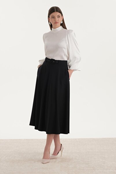 ipekton studio تنورة واسعة بحزام أسود