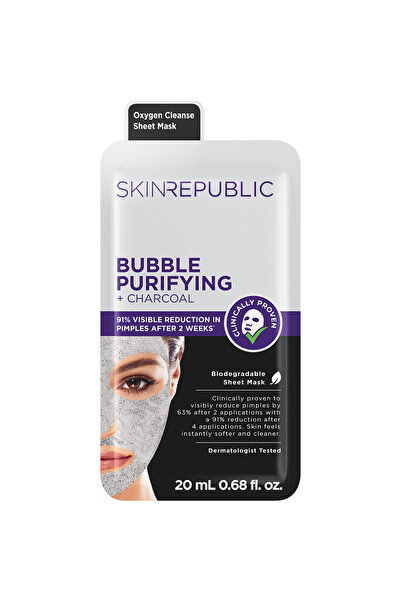 Skin Republic قناع الوجه سكين ريبابليك بابل المنقي بالفحم (20 مل) | تقليل ظهو...