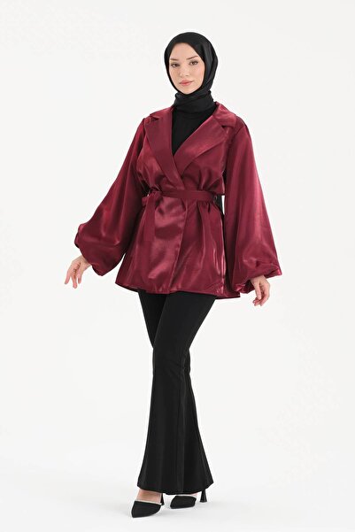 ipekton studio Taffeta Satin Fabric Jacket Burgundy