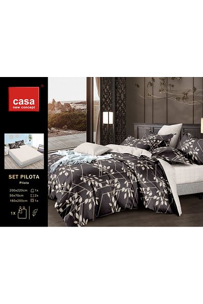Casa New Concept 4-Piece Microfiber Bed Linen 200x220cm, Fitted Sheet 180x200cm, Casa New Concept
