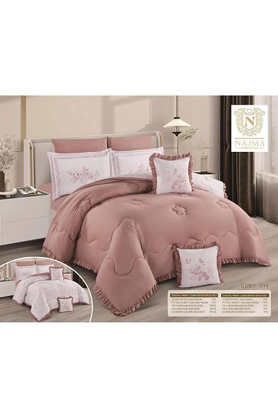 NAJAH Plain double-sided double bed sheet, 5 pieces, 120 x 200 cm bed, 180 x 230 cm quilt