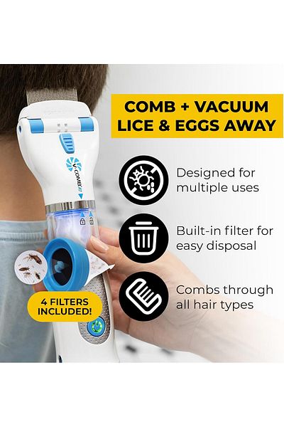 COOYA Rechargeable Lice Removal,with Disposable Vacuum Filter, Solution for Dogs, Puppies,Cats