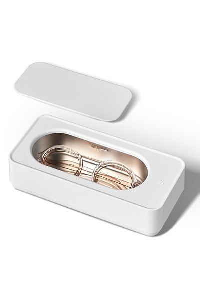 Influential Tech Ultrasonic Cleaner for Jewelry, Glasses & Cosmetics, 350ml, 45kHz, White, Portable
