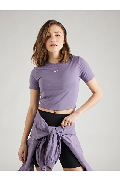 Nike Sportswear Essential Slim-Fit Cropped Short-Sleeve Mor Kadın T-shirt