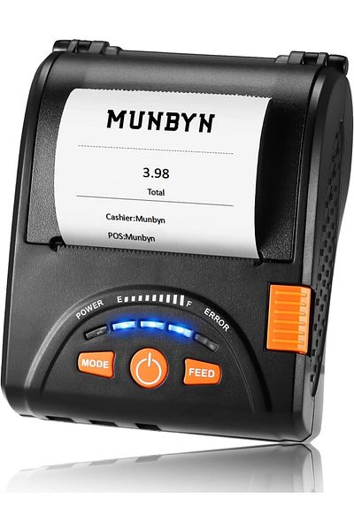 MUNBYN Bluetooth Receipt Printer, 58mm Mini Wireless POS Thermal Printer for Restaurant, Portable fo