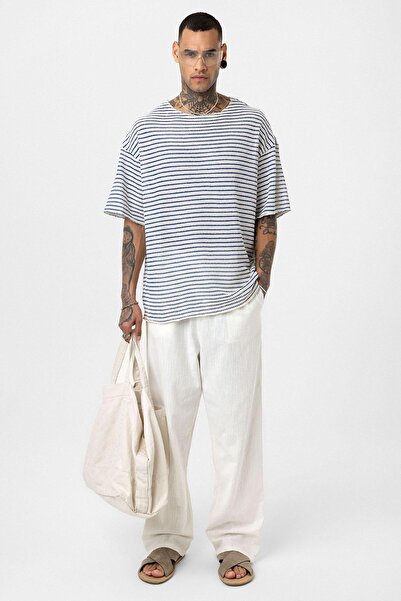 VAMOSCLO Ριγέ oversized Πλεκτό Μπλουζάκι μπλε κοβαλτίου