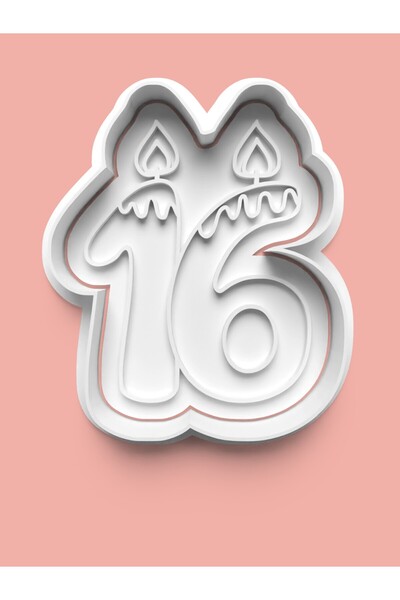 AKTASTORE قالب كوكيز وعجينة السكر مع شكل شمعة وستة عشر رقمًا - رقم 16