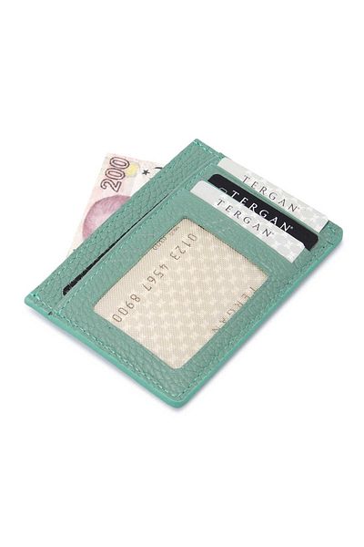 Tergan Blue Leather Unisex Credit Card Holder - S1Kk00001676-T9D