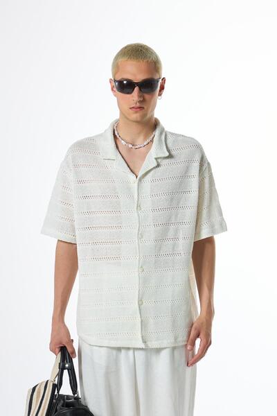 VAMOSCLO oversized Πλεκτό μπλουζάκι Λευκό