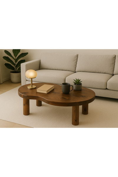 Trihome Modern Tasarımlı Masif Ahşap Orta Sehpa Minimal ve Şık Masif Ahşap Sehpa Doğal Dokulu