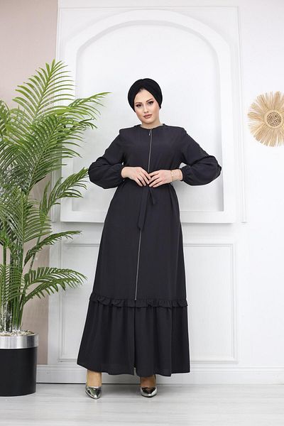 Parla Medina Silk Ferace with Ruffle Detail