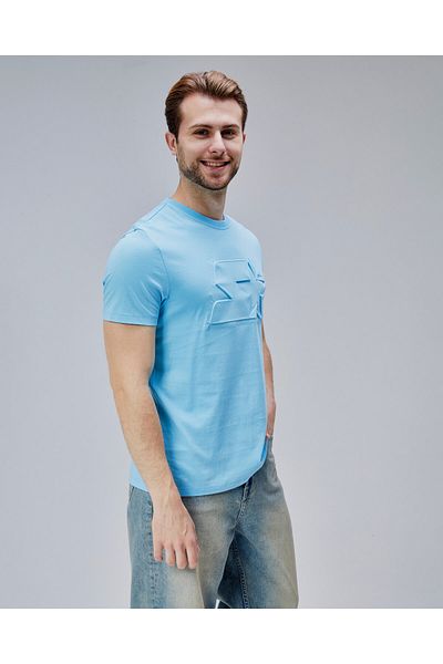 Starter Joplin Blue Crew Neck Printed Standard Fit Men's Tshirt