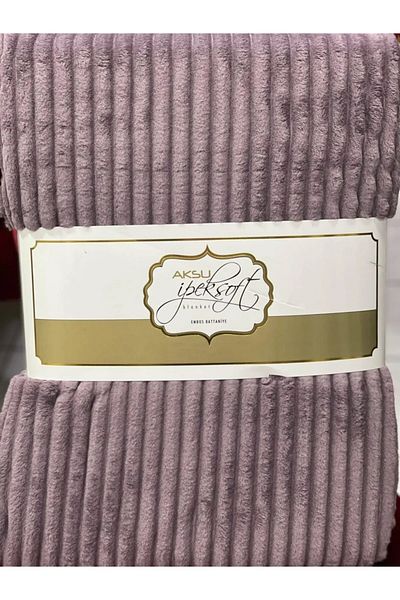 YÜNTEKS Aksu İpeksoft Ribbed Double Blanket, Powder