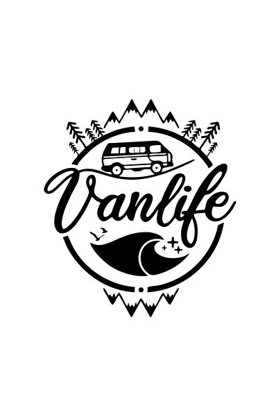 Reysa Tasarım ملصق فانلايف كارافان مقاس 17×17 سم باللون الأسود