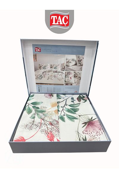 Taç Elowen Green Ranforce Double Duvet Cover Set 200X220 cm
