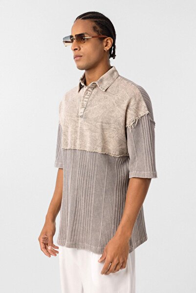 VAMOSCLO Πλενόμενο μπλουζάκι με λαιμόκοψη oversized Stone