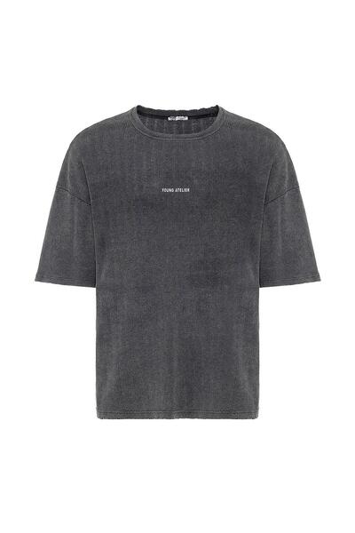 VAMOSCLO Πλενόμενο μπλουζάκι Back με τύπωμα oversized Μαύρο