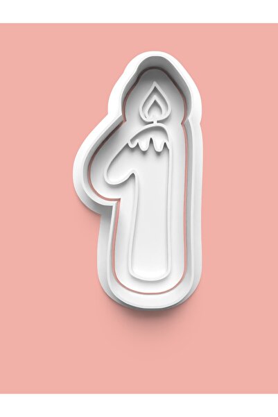 AKTASTORE قالب كوكيز وقالب عجينة السكر مع شكل شمعة ورقم واحد