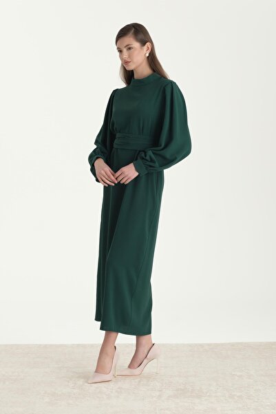 ipekton studio فستان كريب بحزام باللون الزمردي