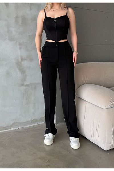 RPT MODA High Waist Palazzo Pants with Stitched Front Lycra
