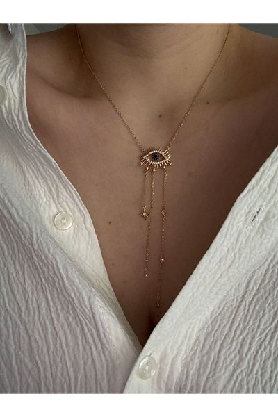 CHARMLUCKY Steel Eye Y Necklace