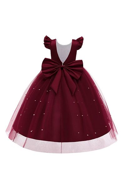 NSMLİFE Girls' Long Pearl Dress Birthday Graduation Dress Prom Dress