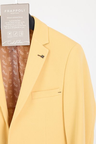 Frappoli Ανδρικό κίτρινο πλεκτό Bortolo Stretching Lycra Mono Collar Slim Fit Sports Blazer Jacket