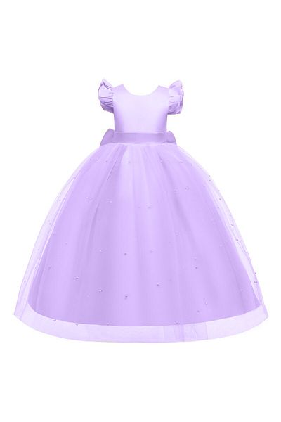 NSMLİFE Girls' Long Pearl Dress Birthday Graduation Dress Prom Dress
