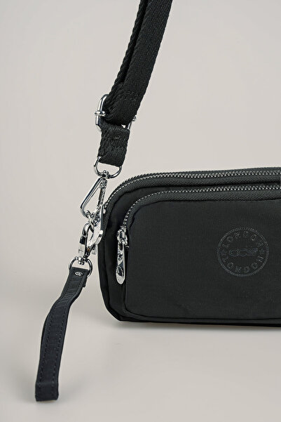 Getcho Herpre Black Women's Crossbody Bag Small Size Double Zipper Lightweight Sports Model for Daily Use