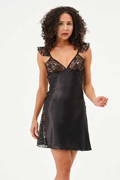 randevu Mini cămașă de noapte din satin moale din dantelă