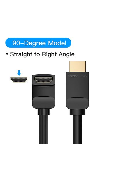 Choice 2m 90 Degree Black Vention HDMI Cable 4K HDMI 2.0 Cable HDMI 90/270 Degree Angle Adapter for Apple T