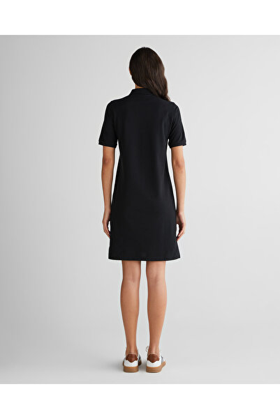 Gant Kadın Siyah Regular Fit Polo Yaka Elbise