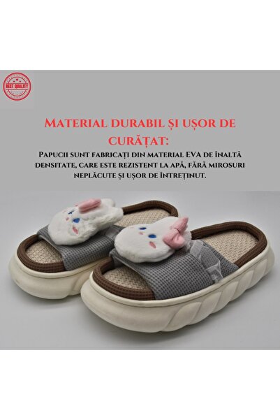 Generic Cloud Kitty Anti-Slip Pillow Slipper with Very Light Foam Edge and Sole, Gray, 40-41