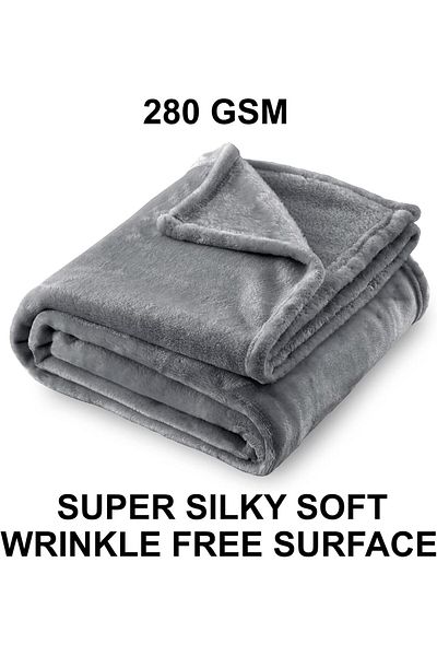 Fabienne Pack of 2 Silky Soft Single Blankets Grey Throw Blankets 150x200cm
