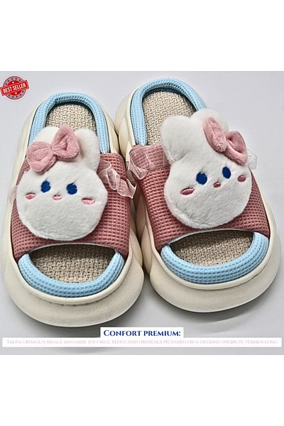 Generic Papuci de pernă antiderapanți Cloud Kitty cu margine și talpă din spumă foarte ușoară, roz, 36-37