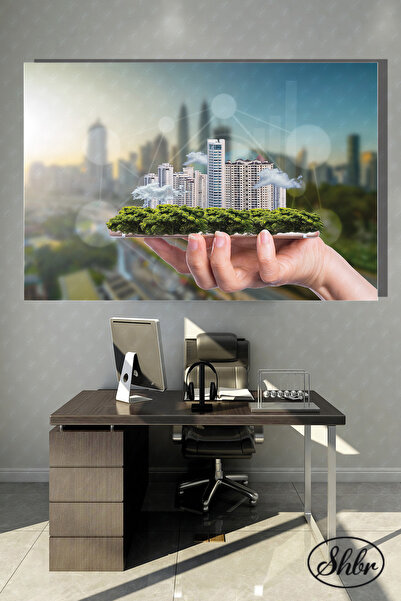 Şehber Tekli Yatay Kanvas Dekoratif Emlakç Emlak Ofisi GYO İnşaat Firmaları D...